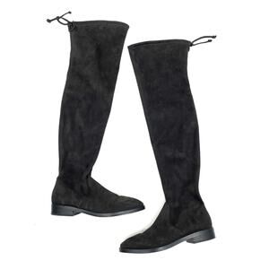 Stuart Weitzman Dark Gray Suede Lowland Over The Knee Flat Boots